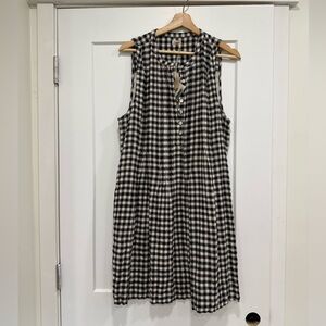 Faherty Isha Gingham Black and White Checkered Dress